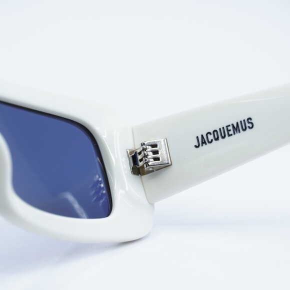 Jacquemus ROND CARRE JAC/11 C2 Sunglasses White Rectangle Frame, Blue Lenses - Picture 9 of 11